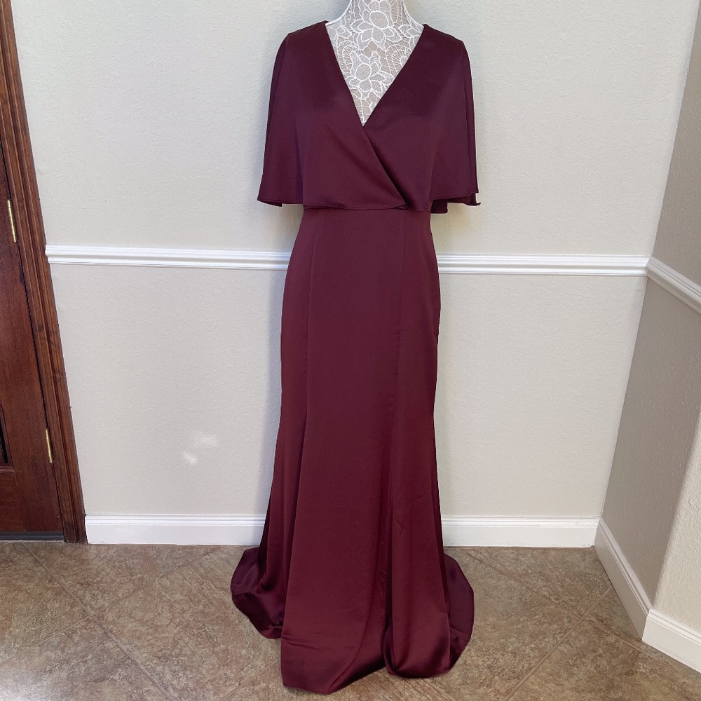 Leslie Fay | Formal Cape Dress In Cabernet Sz.4